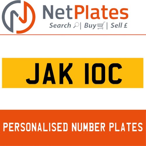JAK 10C PERSONALISED PRIVATE CHERISHED DVLA NUMBER PLATE For Sale