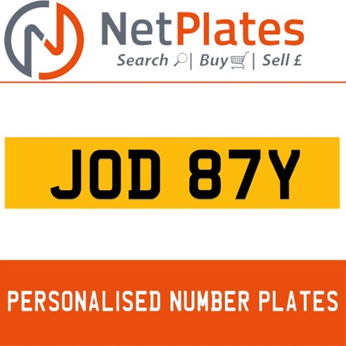 JOD 87Y PERSONALISED PRIVATE CHERISHED DVLA NUMBER PLATE For Sale