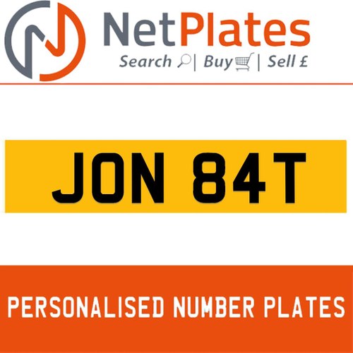 JON 84T PERSONALISED PRIVATE CHERISHED DVLA NUMBER PLATE For Sale