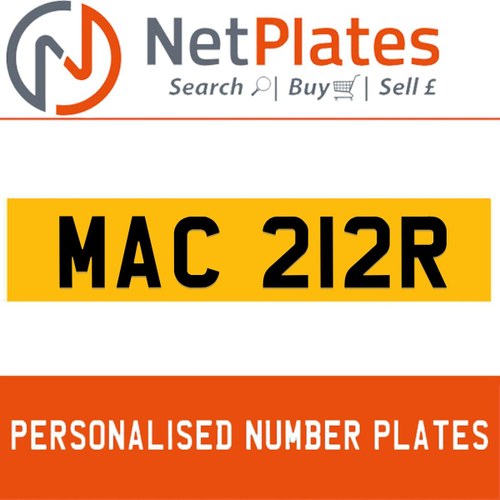 MAC 212R PERSONALISED PRIVATE CHERISHED DVLA NUMBER PLATE In vendita