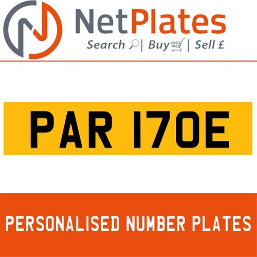 PAR 170E PERSONALISED PRIVATE CHERISHED DVLA NUMBER PLATE For Sale