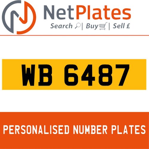 WB 6487 PERSONALISED PRIVATE CHERISHED DVLA NUMBER PLATE In vendita