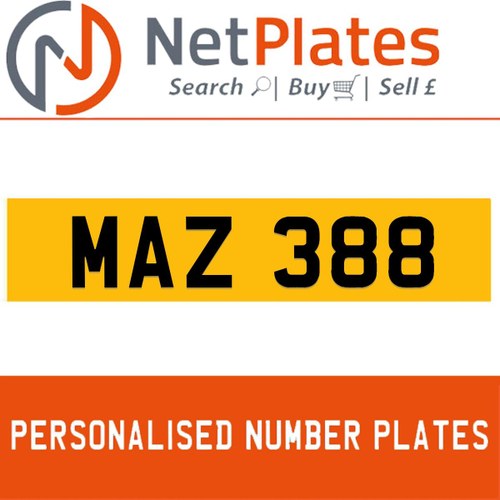MAZ 388 PERSONALISED PRIVATE CHERISHED DVLA NUMBER PLATE For Sale