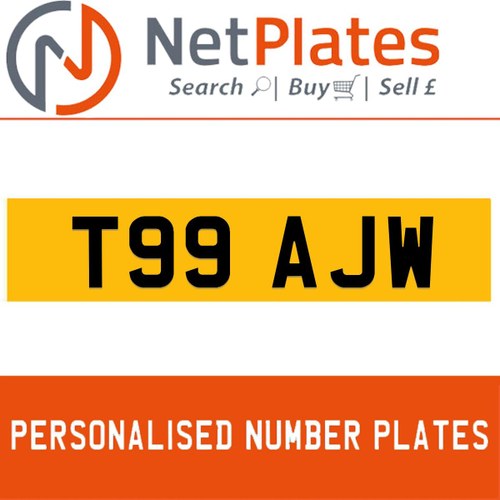 T99 AJW PERSONALISED PRIVATE CHERISHED DVLA NUMBER PLATE In vendita