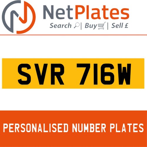 SVR 716W PERSONALISED PRIVATE CHERISHED DVLA NUMBER PLATE For Sale