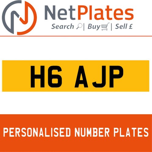 H6 AJP PERSONALISED PRIVATE CHERISHED DVLA NUMBER PLATE In vendita