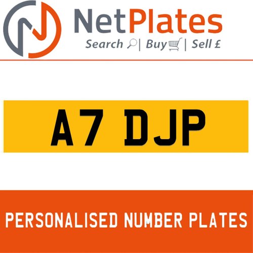 A7 DJP PERSONALISED PRIVATE CHERISHED DVLA NUMBER PLATE For Sale