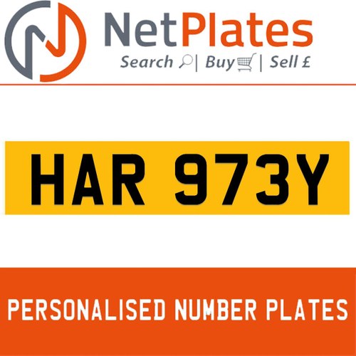 HAR 973Y PERSONALISED PRIVATE CHERISHED DVLA NUMBER PLATE For Sale