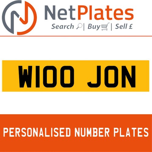 W100 JON PERSONALISED PRIVATE CHERISHED DVLA NUMBER PLATE For Sale