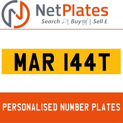 MAR 144T PERSONALISED PRIVATE CHERISHED DVLA NUMBER PLATE In vendita