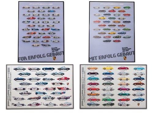 Porsche Racecar and Streetcar Evolution Framed Posters In vendita all'asta