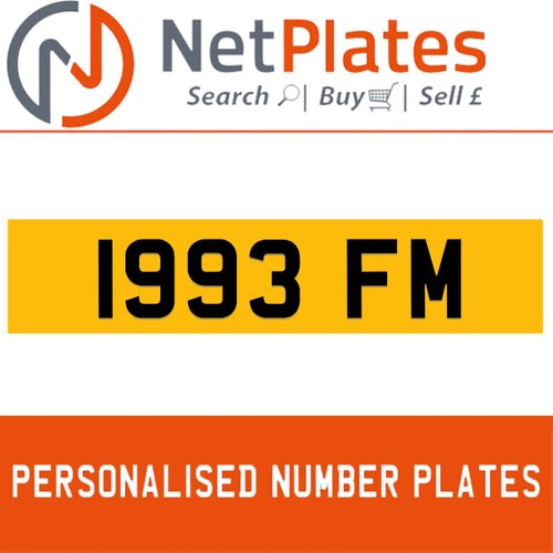 1993 FM PERSONALISED PRIVATE CHERISHED DVLA NUMBER PLATE For Sale