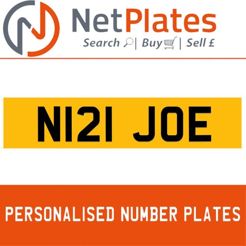 N121 JOE PERSONALISED PRIVATE CHERISHED DVLA NUMBER PLATE For Sale