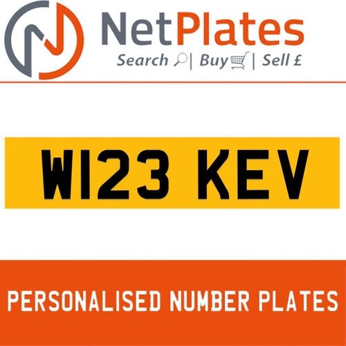 W123 KEV PERSONALISED PRIVATE CHERISHED DVLA NUMBER PLATE In vendita
