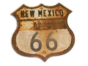 New Mexico U.S. Route 66 Shield Tin Sign In vendita all'asta