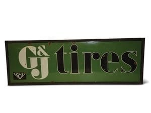 "G&J Tires" with Logo Porcelain Sign For Sale by Auction