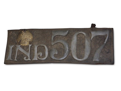 Indiana Letter License Plate No. 507 For Sale by Auction