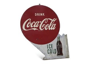 "Drink Ice Cold Coca-Cola" Double-Sided Flange Sign For Sale by Auction