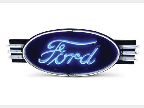 Ford Large Oval Neon Porcelain Sign In vendita all'asta