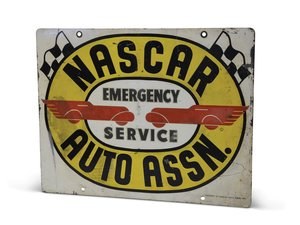 "NASCAR Auto Assn. Emergency Service" Metal Sign In vendita all'asta