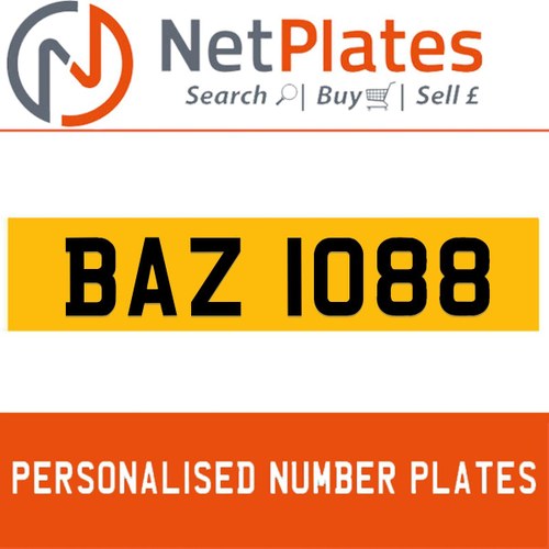 BAZ 1088 PERSONALISED PRIVATE CHERISHED DVLA NUMBER PLATE For Sale