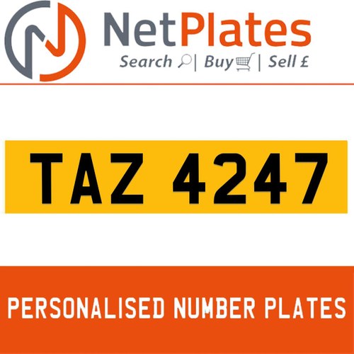 TAZ 4247 PERSONALISED PRIVATE CHERISHED DVLA NUMBER PLATE For Sale