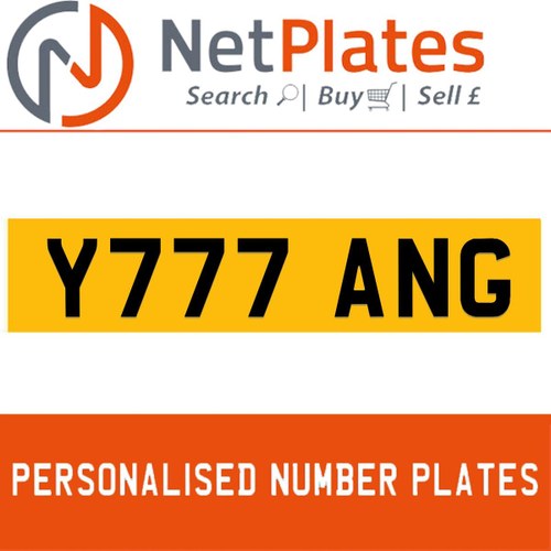 Y777 ANG PERSONALISED PRIVATE CHERISHED DVLA NUMBER PLATE For Sale