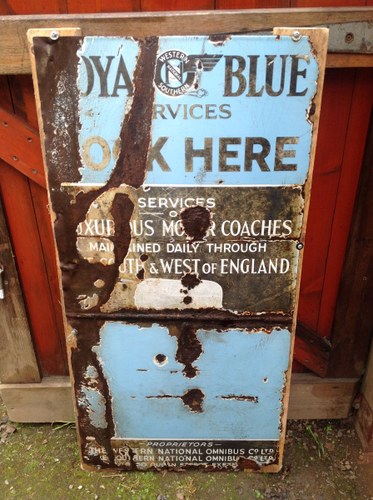 1955 Royal Blue Coaches enamel sign For Sale