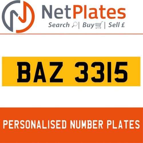 BAZ 3315 PERSONALISED PRIVATE CHERISHED DVLA NUMBER PLATE In vendita