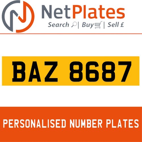 BAZ 8687 PERSONALISED PRIVATE CHERISHED DVLA NUMBER PLATE For Sale