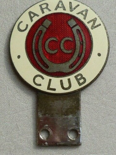 1950 VINTAGE CARAVAN CLUB CHROME AND ENAMEL CAR BADGE  For Sale