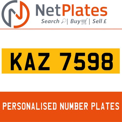 KAZ 7598 PERSONALISED PRIVATE CHERISHED DVLA NUMBER PLATE For Sale