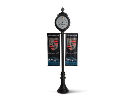 Porsche Carrera GT Standing Clock with Display Banners For Sale by Auction