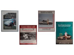 Porsche Tennis-Themed Framed Posters and Advertisement In vendita all'asta