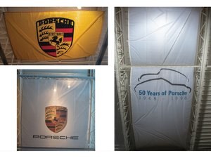 50 Years of Porsche and Porsche Crest Dealership Banners In vendita all'asta