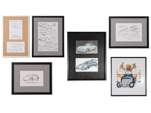 Porsche Concept Drawings by Byron Kauffman and Porsche Hot R In vendita all'asta