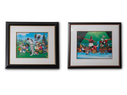 Looney Tunes Michael Jordan and Muhammed Ali Autographed Fra In vendita all'asta
