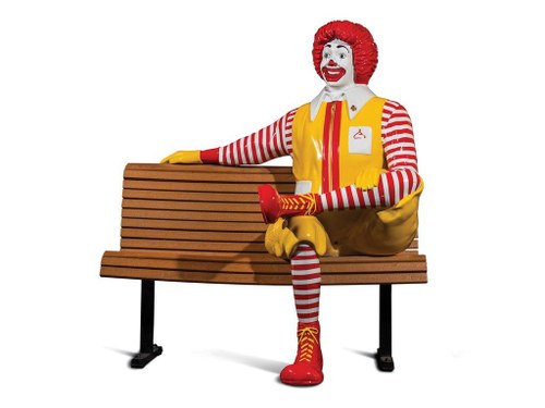 Ronald McDonald Sculpture with Bench For Sale by Auction