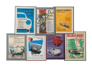 Porsche Racing Framed Posters, 1950s In vendita all'asta