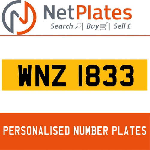 2000 WNZ 1833 PERSONALISED PRIVATE CHERISHED DVLA NUMBER PLATE For Sale