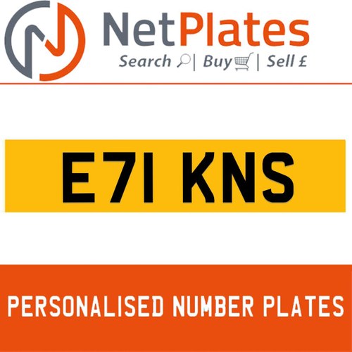 1987 E71 KNS PERSONALISED PRIVATE CHERISHED DVLA NUMBER PLATE For Sale