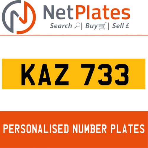 1992 KAZ 733 PERSONALISED PRIVATE CHERISHED DVLA NUMBER PLATE For Sale