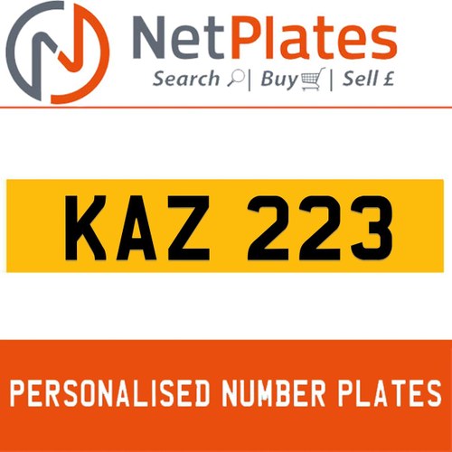 1992 KAZ 223 PERSONALISED PRIVATE CHERISHED DVLA NUMBER PLATE For Sale