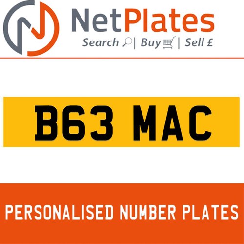 1984 B63 MAC PERSONALISED PRIVATE CHERISHED DVLA NUMBER PLATE For Sale