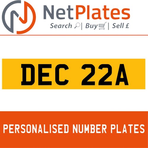 1986 DEC 22A PERSONALISED PRIVATE CHERISHED DVLA NUMBER PLATE For Sale