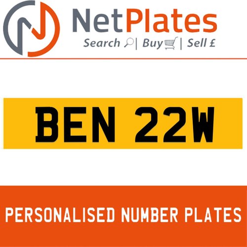 1984 BEN 22W PERSONALISED PRIVATE CHERISHED DVLA NUMBER PLATE For Sale