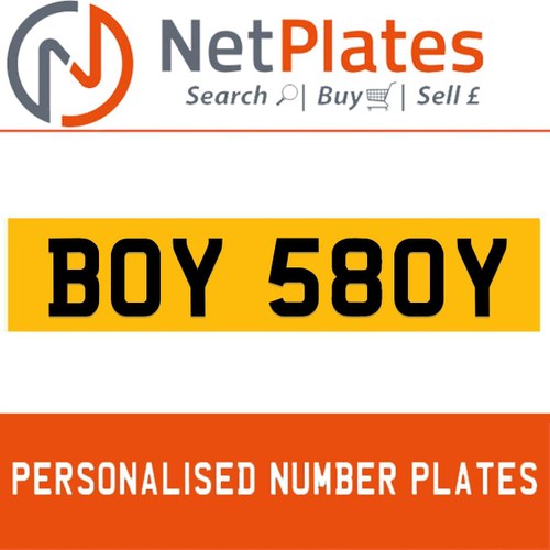 1990 BOY 580Y PERSONALISED PRIVATE CHERISHED DVLA NUMBER PLATE In vendita