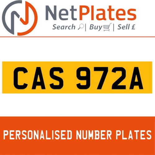 1990 CAS 972A PERSONALISED PRIVATE CHERISHED DVLA NUMBER PLATE For Sale