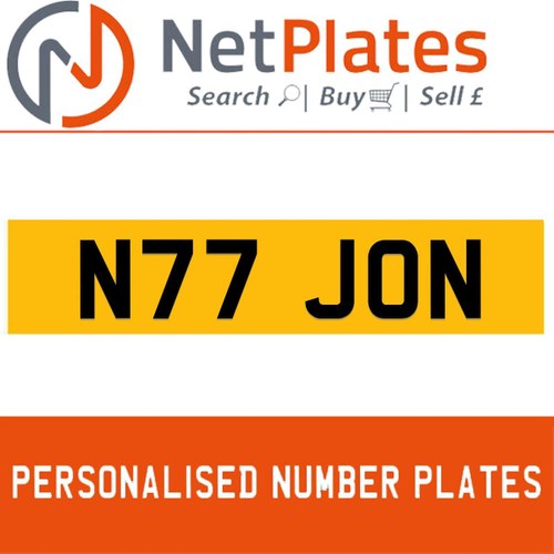 1990 N77 JON PERSONALISED PRIVATE CHERISHED DVLA NUMBER PLATE For Sale