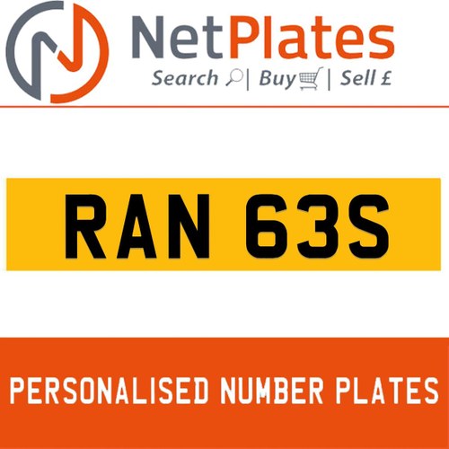 1900 RAN 63S PERSONALISED PRIVATE CHERISHED DVLA NUMBER PLATE For Sale